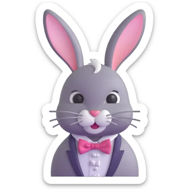 cute Easter bunny with fancy bow tie sticker