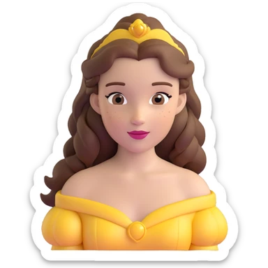 Disney Princess Belle from Beauty and the Beast with brown hair and face with freckles sticker