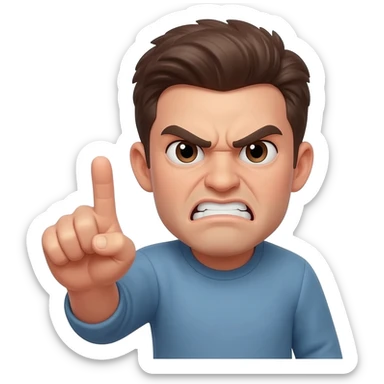 angry one finger point sticker