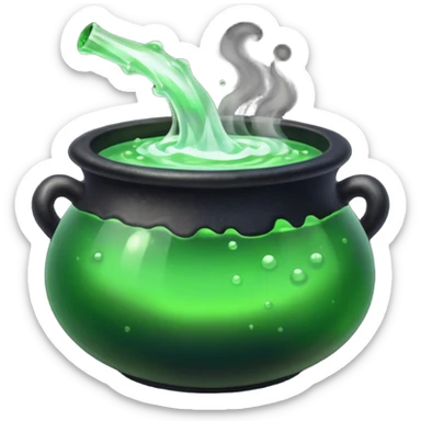 Cauldron – Black pot bubbling green potion. sticker