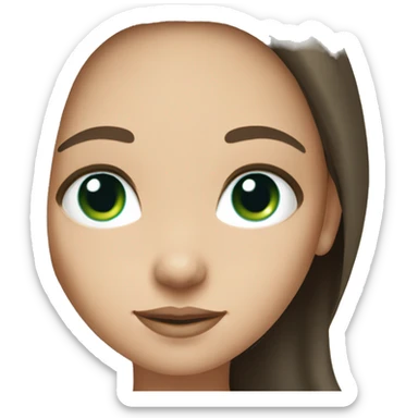 Brunette long hair with light skin and green/blue eyes girl cute sticker