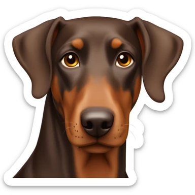 Different shades of brown Doberman without cropped ears looking forward and happy  sticker