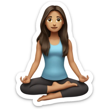 A girl with brown dark long hair and black eyes doing yoga sticker