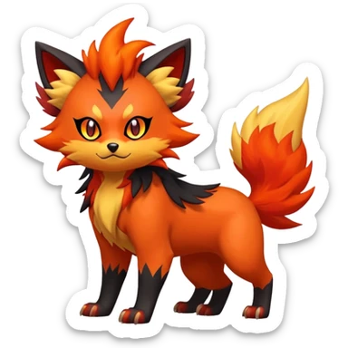 Zorua-Pyroar-Litten-Fakémon-hybrid-creature (full body)  sticker