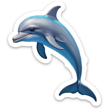 Cinematic Comical Dolphin Portrait Emoji, Head tilted dramatically with an exaggeratedly amused expression, featuring a smooth, dynamic body with wide, comically expressive eyes full of playful disbelief and a quirky, arched dorsal fin, Simplified yet hilariously expressive features, highly detailed, glowing with a slightly sassy oceanic glow, high shine, dramatic yet playful, stylized with an air of cheeky marine mischief, soft glowing outline, capturing the essence of a meme-worthy dolphin that looks ready to leap its way into viral fame! sticker