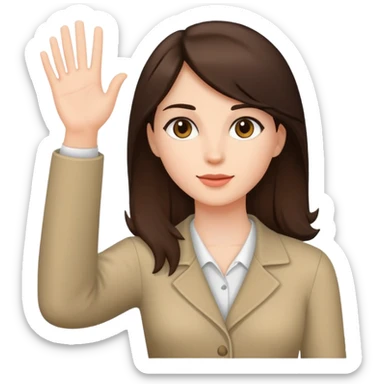 Brunette raising her hand sticker