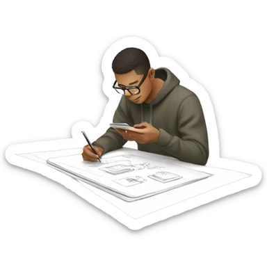 ux designer sketching a mobile app sticker