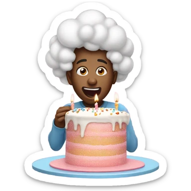 Happy birthday cloud eating cake  sticker