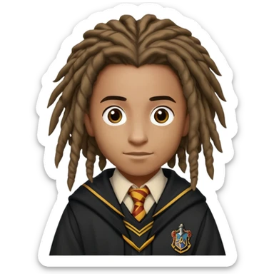 Luke Youngblood is Lee Jordan in harry potter, wear hogwarts uniform, dreadlocks hair sticker
