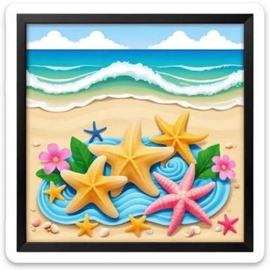 Conchiglie mare cocco onde stella marina fiori estivi tartarughe  sticker