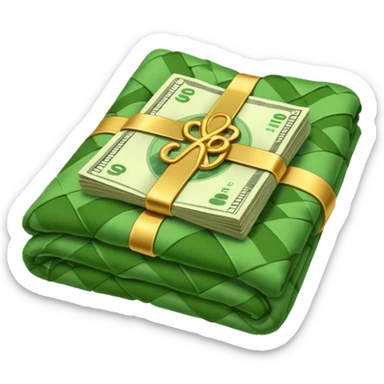 The blanket was spread wide open, and money lay beneath it. sticker