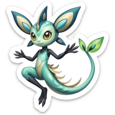 Splash-patterned emotional sparky sparky boom boom painful Meloetta-Guilmom-Salandit-Celebi-Pokémon-Fakémon-fusion-hybrid-creature sticker