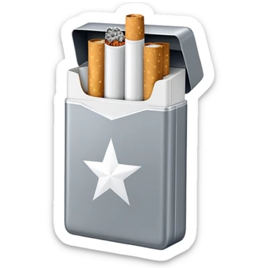 7 stars grey shining cigaret pack with a few little white cigaret inside sticker