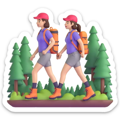 Outdoorsy woman with hiking boots and forest background sticker