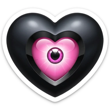 A black heart Gem with a pink eye in the center sticker