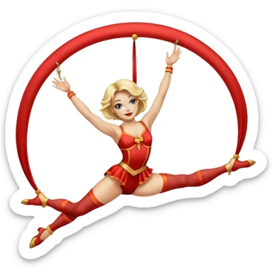 a blonde female circus performer on aerial silk sticker