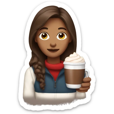 Brown hair woman holding hot chocolate  sticker