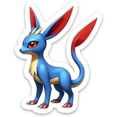  Cute Shiny Exotic Colorful Guilmon-Latias-Koraidon-Umbreon-Fakémon-hybrid-creature (full body)  sticker