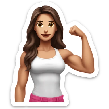 Beautyfull Brunette girl show biceps pink  sticker