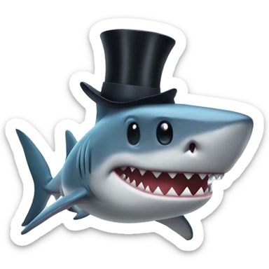 Shark with a top hat sticker