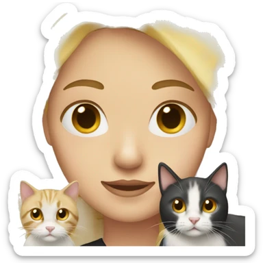 Woman with blonde hair holding two cats sticker
