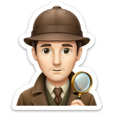 sherlock holmes with magnifying glass and deerstalker hat sticker