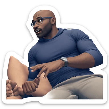 muscular guy relaxing indoors sticker