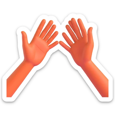 A 2D emoji-style illustration of two open hands, positioned side by side and angled to the right, as if they are pushing something like a swing. Add motion lines behind the hands to the left to show a rightward pushing movement. Clean cartoon style, minimal background sticker