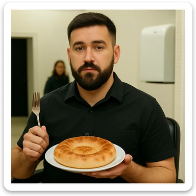 birinchidagi odamni yuziga 2 rasmdagi odamga uxshatib chizib bergin xuddu shunday non yen utirganini sticker