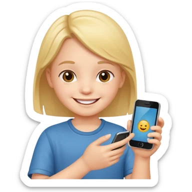 happy child with phone in hand sticker
