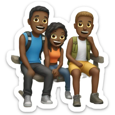 outdoor fun with friends sticker