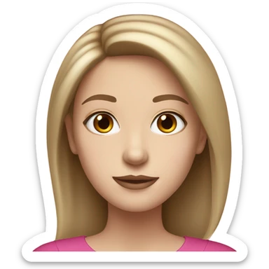 white woman shoulder length brown hair hazel eyes pink lips sticker