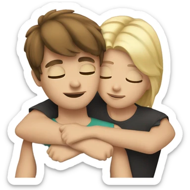 Brown hair Girl hugs an Blonde Boy  sticker