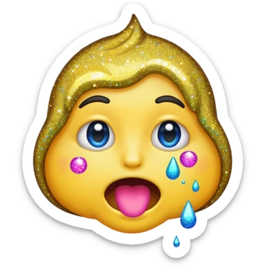 emoji puking glitter sticker