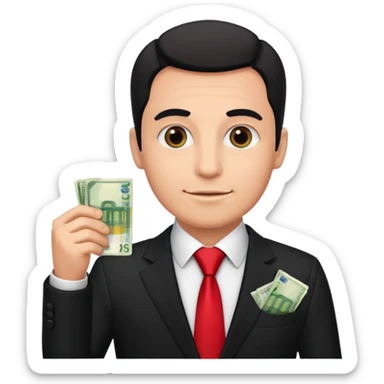 AN UNCLE with a tie in business clothes and with euro money
 sticker