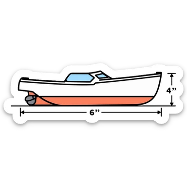 technical diagram of 4 meter boat hull with measurement marked sticker