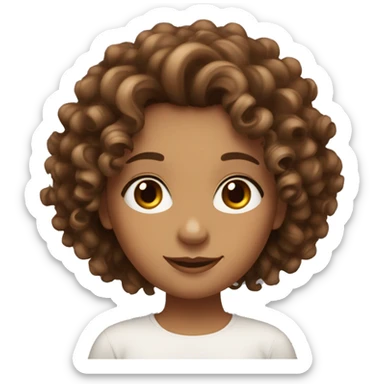 A curly with long length of hair,bronze tanned girl with brown eyes and log eyelashes sticker