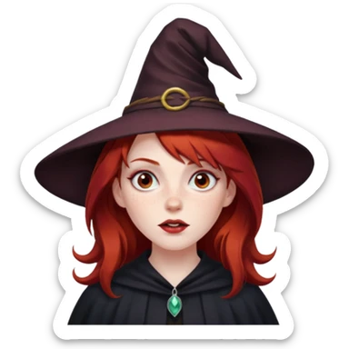 Dark blood Red haired witch, sassy, rolling eyes upwards rude sticker