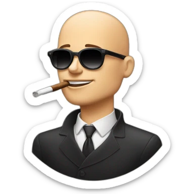 bald,young man, smoking cigar, sunglassed , sahved , strong , masculin sticker