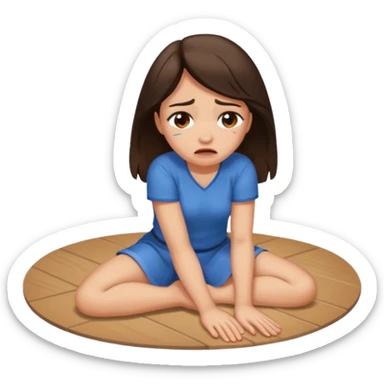 A brunette crying on floor sticker