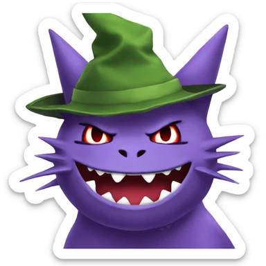 Gengar with hat gren sticker