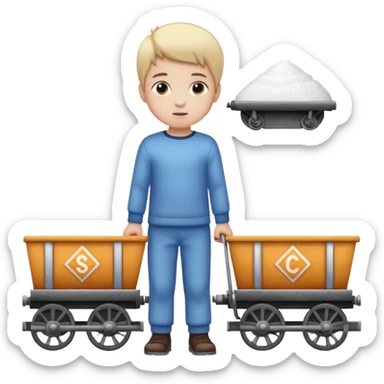 train cart carrying sugar with little boy next to it sticker