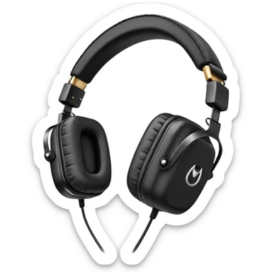 Icon of headphones with square ear pads in the Marshall style. sticker