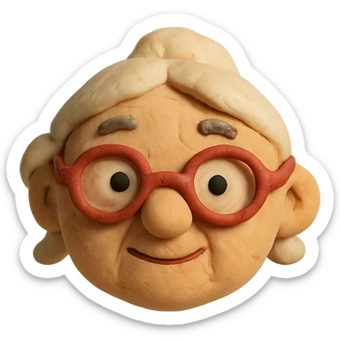 claymation style granny eye with glasses moved forward sticker
