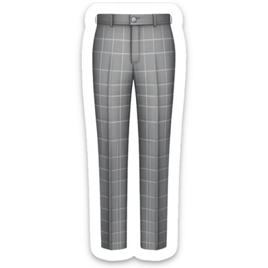 only the garment, gray dress pants with white grid pattern, plaid check pattern, formal trousers with cuffed hem, isolated item on white background, no model, no person sticker
