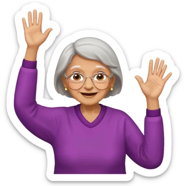 Old lady hands up raise the roof dancing  sticker
