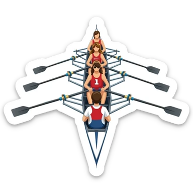 adapt so oars only 4 oars appear on each side of boat and cox faces other direction 8-woman crew boat rowing sticker