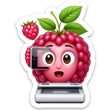 A raspberry holds the scanner sticker