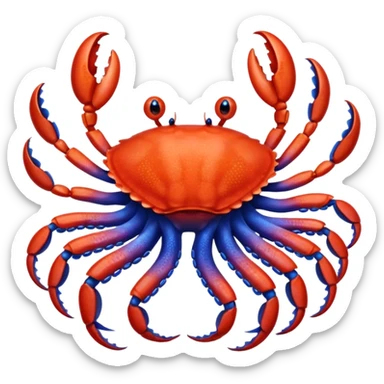 a red crab with two claws and a blue octopus are friends sticker