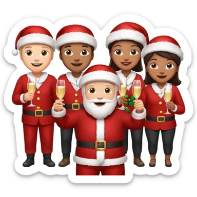 create a realistic emoji shwoing logistic workers celebrating christmas sticker